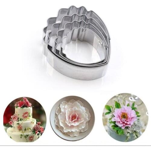 4pcs Peony Flower Cake Cookie Plunger Cutter Stamp Fondant Decorating Mold Biscuit Sugar Craft Baking mould kitchen tools