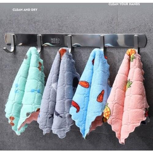 Double-Sided Coral Fleece Rag Pineapple Printing Dish Towel Kitchen Scouring Pad Glass Cleaning Cloth 5Pcs Kitchen Accessories