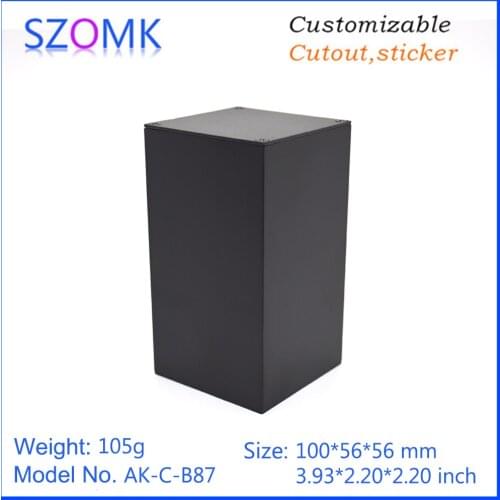 4 pcs, 56*56*100mm black aluminum extruded enclosure for electronics diy project box szomk electrical aluminum pcb housing