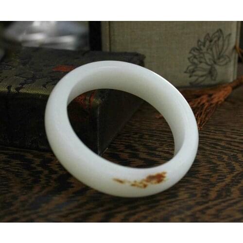 61mm Chinese Xin jiang 100% Pure Hetian Jade Hand-carved Bracelet Bangle