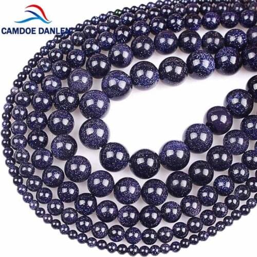 Beads Natural Blue Sand stone Round Beads 4 6 8 10 12 14mm Diy Handicraft Material Bracelet Necklace Beads For Jewelry Making