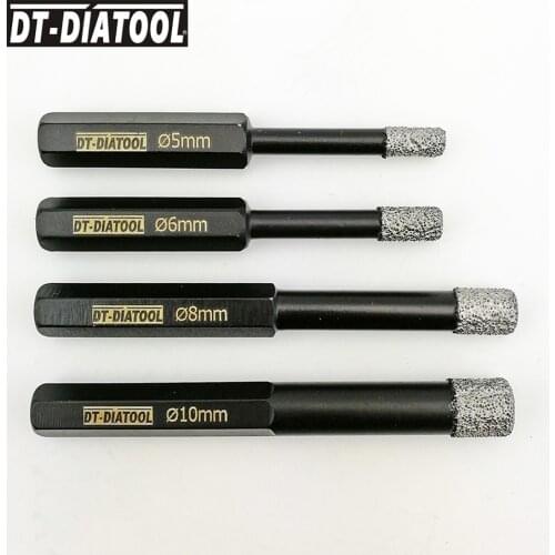 DT-DIATOOL 4pcs/set Dry Vacuum Brazed multi-purpose Diamond Drill Core Bits Drilling Hole Saw With Hex Shank for drill