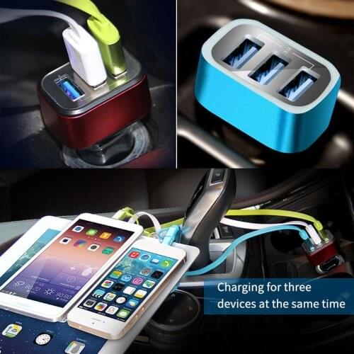 HSC HSC-300 3.1A Three USB Ports Quick Charging Car Charger Intelligent Cooling Charger for Smart Phones Tablet