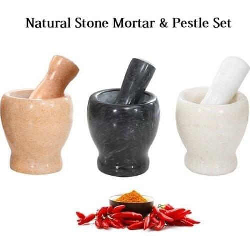 Exquisite Natural Stone Mortar And Pestle Set Pepper Spice Grinder Mill Garlic Press Crusher Grain Herb Crusher Mincer Chopper