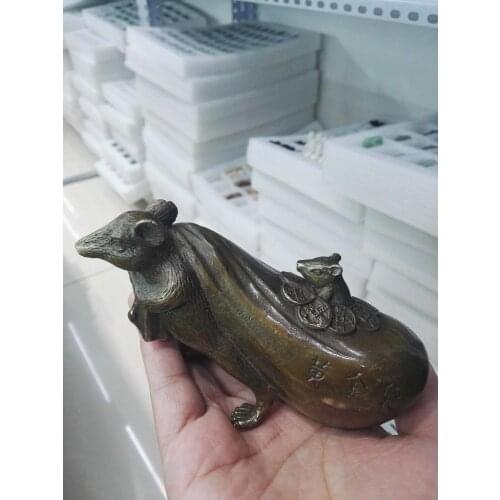 Chinese-HANDWORK-COPPER-CARVED-MOUSE-PURSE-GET-RICH-lucky-STATU chinese-HANDWO