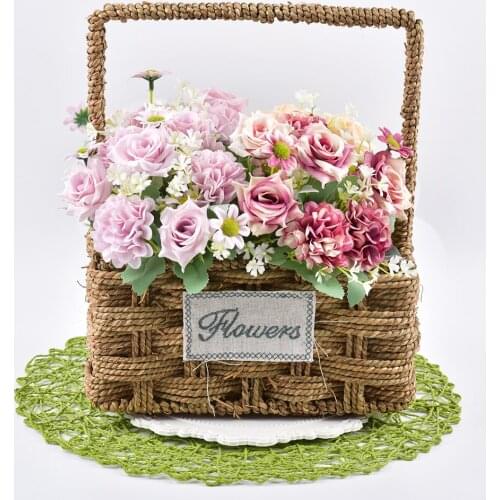 Hand-woven Storage Basket Clothing Storage Basket Grass Woven Rectangular Storage Basket Storage Container Sundries Organizer