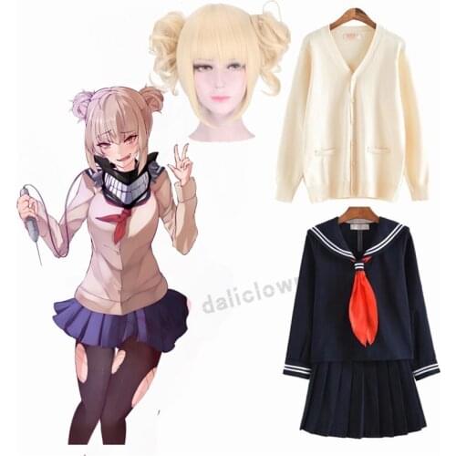 My Hero Academia Cosplay Costume Anime Cosplay Boku no Hero Academia Himiko Toga JK Uniform Women Sailor Suits With Sweaters
