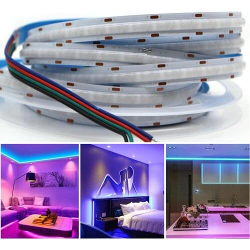 COB RGB 768leds/m Linear Lights Flexible LED Tape Ribbon RA90 DC 12V 24V FOB LED Strip room Decor Wall Dimmable