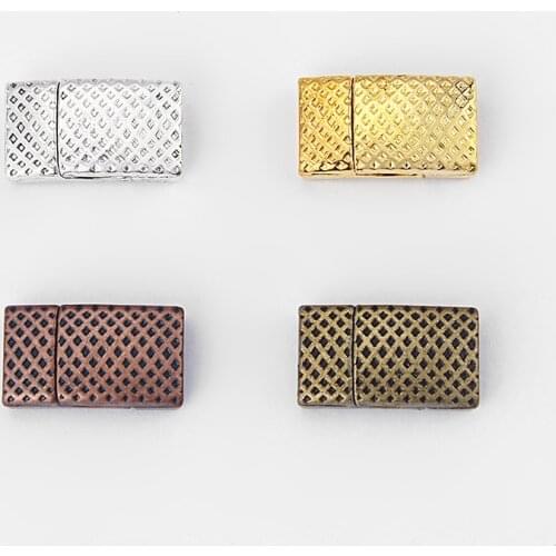 5set Grid Stripe Magnetic Clasp Fit 5-10mm Flat Leather Jewelry Making