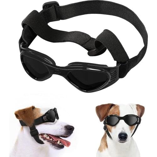 Small Dog Sunglasses UV Protection Goggles Eye Protection with Strap Foldable Pet Sunglasses for Dogs Windproof Anti-fog Glasses