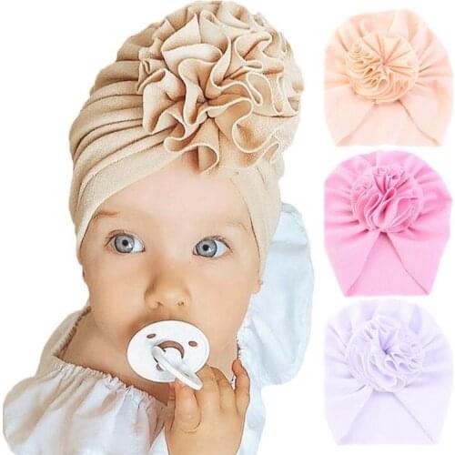 Cute Flower Baby Hat Toddler Turban Infant Head wraps Kids Bonnet Newborn Toddler Beanie Cap for 0-18m