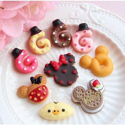10pcs Cute Resin Miniature Mouse Head Cake Cabochon Fake Food Embellishments For Scrapbooking Hair Bows Phone Accessories