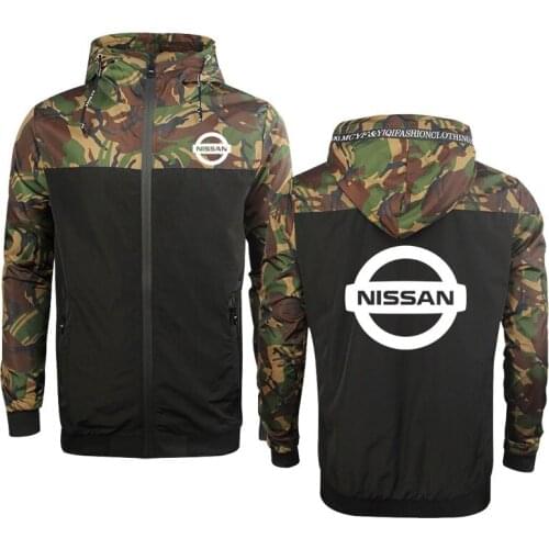 Mens zip jacket Nissan car logo Print Casual high quality Cotton casual Camouflage Sweatshirts Mens hoodie Jacket clothing