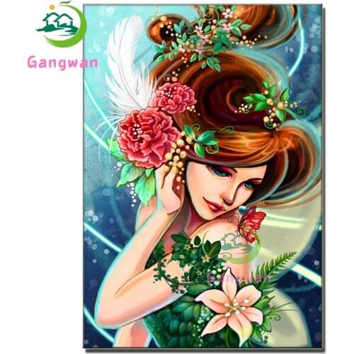 Diy diamond painting flower fairy Full Square/Round drill rose diamond embroidery pretty girl portrait cross stitch home decor
