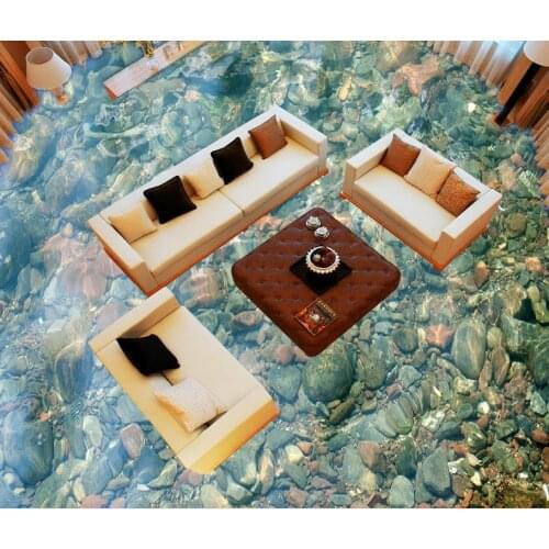 Floor Painting 3D Wallpaper PVC Wall Paper Self-adhesive Floor Mural Water Wave Cobblestone Floor Modern Custom 3D Floor Mural