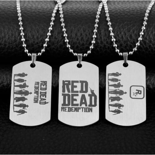 New&Hot Game Red Dead Redemption 2 Necklace Stainless Steel Pendant Beaded Chain Jewelry for RDR2 Game fans Unisex 3 Styles