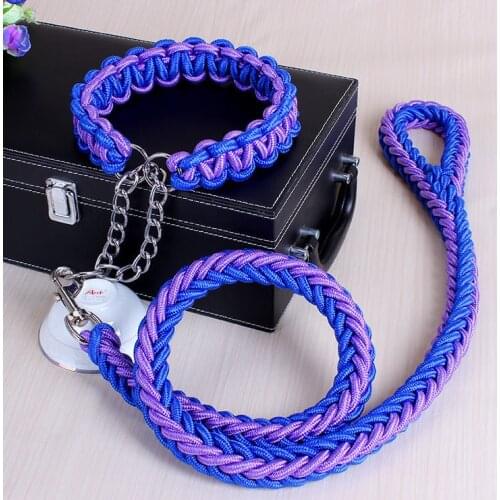 New Fashion Dog Leashes With Collars Adjustable Pet Collar for Medium Large Dogs 2 Sets