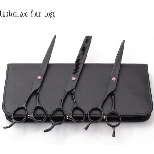 Left-Hand 7" JP 440C Animal Shears Straight Scissors Thinning Shears Professional Pet Scissors Dogs Scissors Grooming Comb C3006