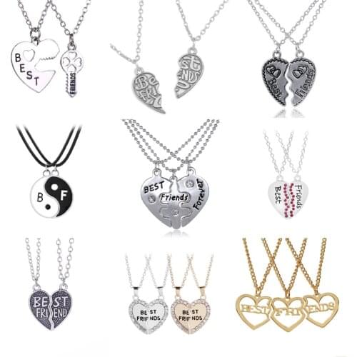 New Combination Hot Sale Broken Heart 2 Pieces and 3 Pieces Pendant Necklace Forever Friend Ms. Jewelry Necklace Girlfriend Gift