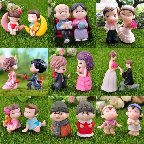 Couple Figurines Miniatures Fairy Garden Ornaments Gnome Terrariums Bonsai Home Dollhouse Doll Accessories Decoration DIY