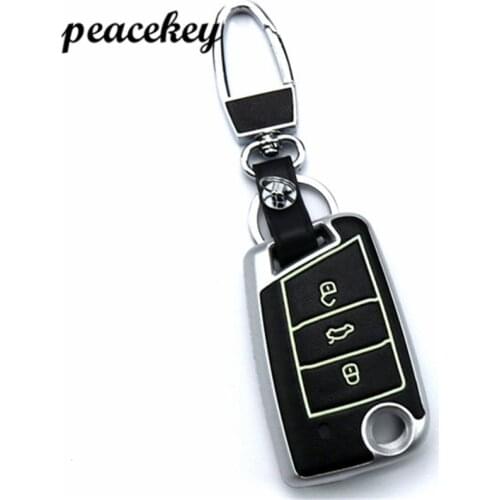 Peacekey Leather key chain ring cover case holder car styling for VW golf 7 GTE GTD GTI MK7/POLO 2015 2016 For Skoda Octavia A7