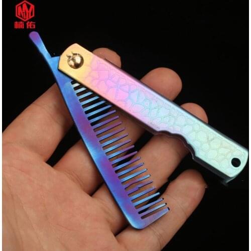 Titanium Alloy hair Comb Tangled Deard Comb Anti-static Oily Hair Styling Portable Foldable Travel Hair Comb