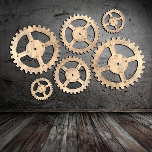 Retro Gear Figurines Industrial Wind 14/24 / 32cm Gear Wall Decoration European Home Bar BBQ Cofe Art Wall Hanging Decoration