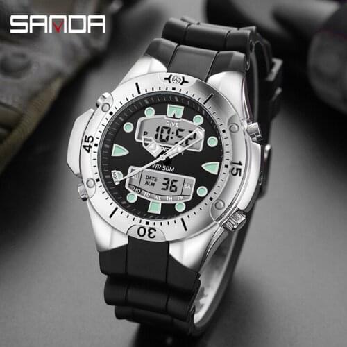 Luxury Digital Watch Dual Display Electronic Men Watches Fashion Sport Clock Shockproof Stopwatch Wristwatch Luminous Hour