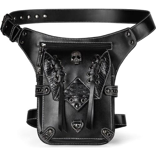 Luxury Thick Leather Men Fashion Gray Small Pouch Messenger Bags Male Design Fanny Packs Waist Belt Bag Unisex Pack Drop Leg Bag