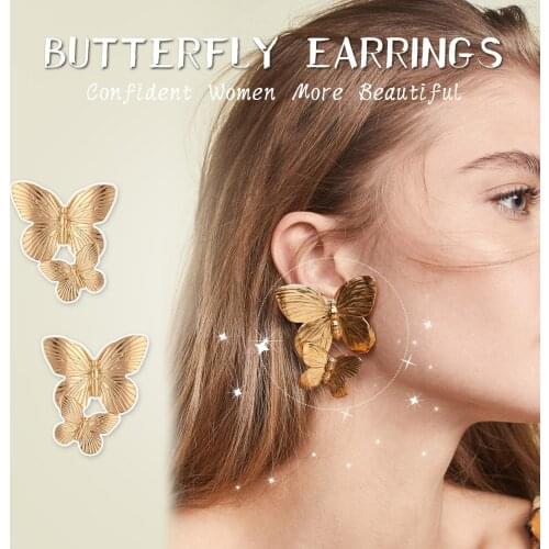 2021 Womens Earing Cute Gold Butterfly Earrings Fashion Statement Earing Jewelry Wedding Gift Hot Sale Earrings for Women