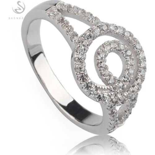 SHUNXUNZE Charms Wedding rings Jewelry for women dropshipping Flash sale White Cubic Zirconia Rhodium Plated R3172 size 6 7 8 9
