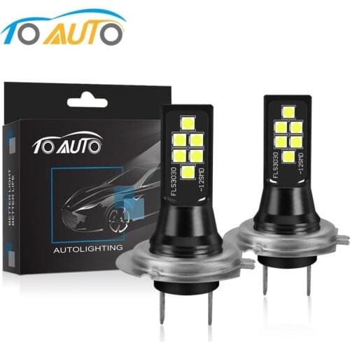 2Pcs H7 LED Bulb Super Bright 1400lm 12 3030SMD Car Fog Lights 6000K White Driving Day Running Lamp Auto DC 12V 24V