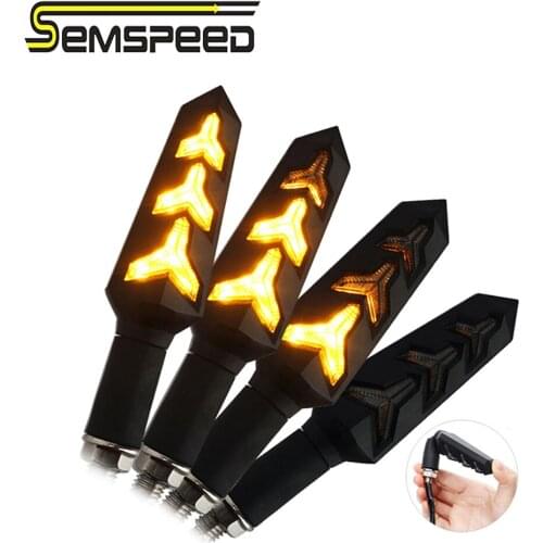 4PCS Motorcycle LED Turn Signals Flowing Water Blinker Flashing LED Lights Lamp Relay Bendable Motorcycle Tail Flasher Indicator