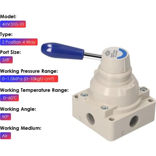 KKmoon Rotary Lever Hand Valve 3/8'' PT Air Flow Control 2 Position 4 Way Air Flow Control Pneumatic Air Hand Lever Valve