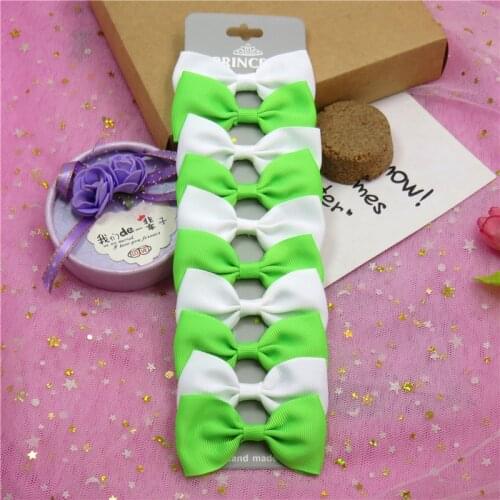 10PCS/Lot Cute Green White With Clip Grosgrain Ribbon Bow Hairpins 2020 Scrunchie Korean CLIP Hair Accessories For Baby Girl