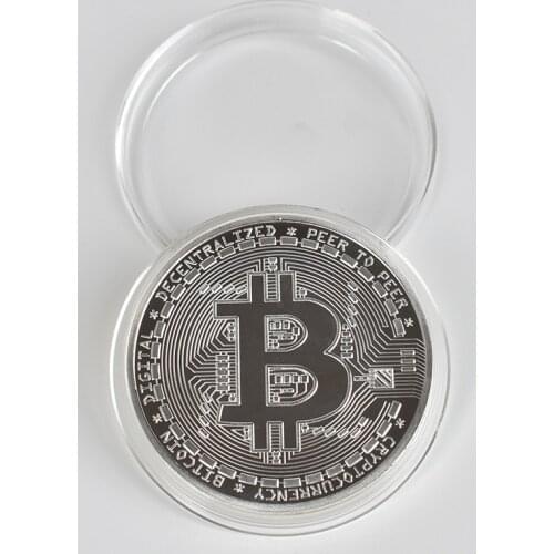 Gold/Silver Plated Bitcoin Bit Coin BTC With Case Collectible Art Collection Gift Physical Metal decoration Coins Metal Antique