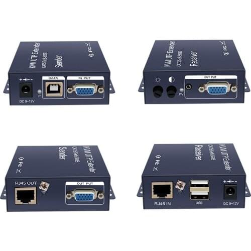 660ft VGA USB Stereo Audio KVM Extender Over RJ45 Cat5 Cat 5e Cat6 Cable 1080P No Delay No Loss VGA Keyboard Mouse Transmitter