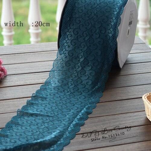 16cm wide 2 yds/lot, 2 color Pine green Handmade Hair Decoration Wide Elastic Stretch Lace Trim wedding dress skirt lace trim