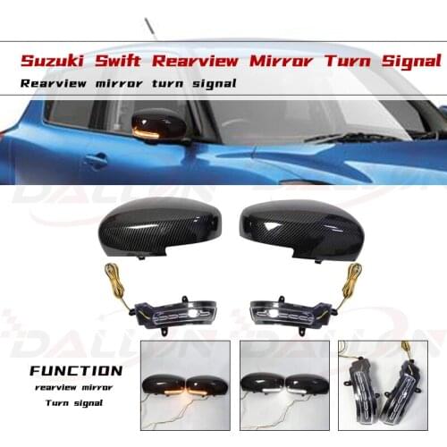 2Pcs for Suzuki Swift 2017-2020 Dynamic LED Turn Signal Light Side Wing Rearview Mirror Sequential Blinker Lamp Carbon cover