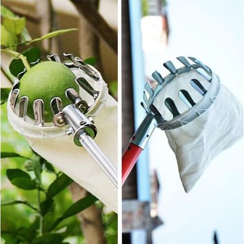 230E 1PC Metal Fruit Picker Convenient Fabric Orchard Gardening Apple Peach High Tree Picking Tools Useful