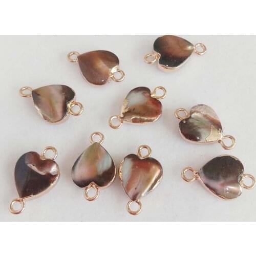 5 PCS /LOT 100% sea-shell pearl with heart shape,pendant with 2 hanger ,DIY PEARL BEADS-10x16 mm