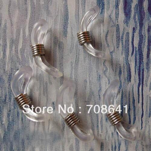 50Pcs/Lot 25x4mm Clear Rubber Silver tone Coil Adjustable Cord Ends for Sunglass Eyeglass Chain Holder