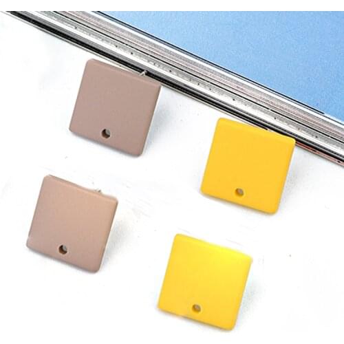 6pcs Cute Candy Colors Mini Square Resin Earring Base Findings 10mm With Hole Diy Earrings Make Accessories Ear Jewelry Make