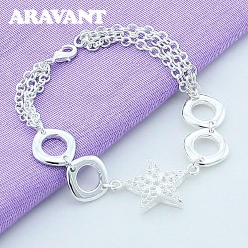 925 Jewelry Star Square Bracelets For Women Bracelets Silver Plated Jewelry Gift