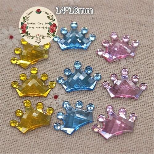 100pcs 14*18mm Kawaii Acrylic Crown Charm DIY Christening Communion Baby Shower decoration scrapbooking