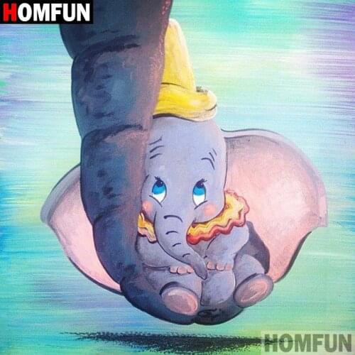 HOMFUN 5D DIY Diamond Painting Full Square/Round Drill "Cartoon elephant" 3D Embroidery Cross Stitch gift Home Decor A00070