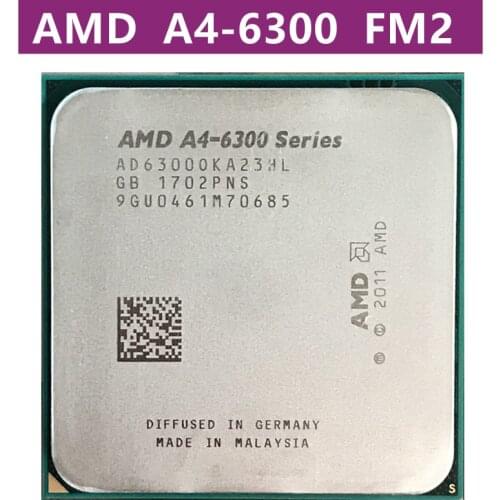 AMD Processeur A4 6300, double cœur, 3.7GHz, 1 mo, 65W, APU A4 6300B, carte graphique intégrée, prise FM2