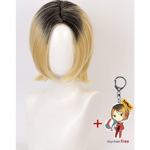 Anime Haikyuu!! Kenma Kozume Cosplay Wig short yellow Costume Play Wigs Halloween Costumes Hair+wig cap