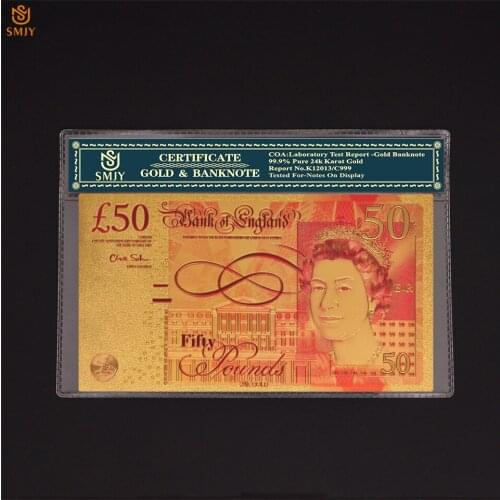 UK Currency Paper 20 in 24K Gold Banknote Replica Money Bill Collectible W/Plastic Sleeve