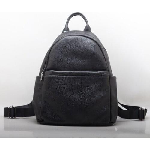 Black Women Backpack Female Real Leather Backapcks Simple High Quality School Bags For Girls Lady Travel Bag Sac A Dos Rucksacks